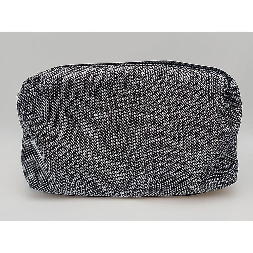 LANCOME Silver Metallic Clutch Bag – Glossy Cosmetic Makeup Case/Purse Unused
